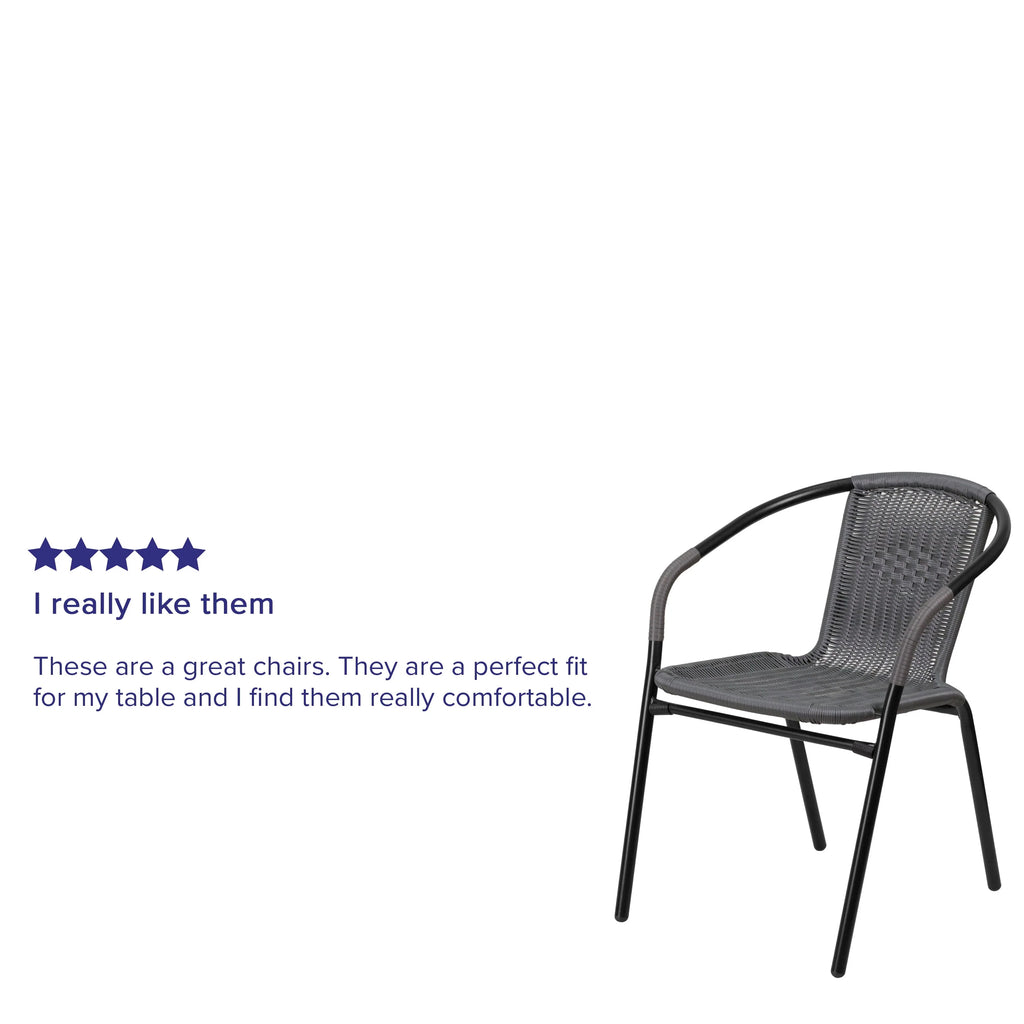 2 Pack Gray Rattan Stack Chair O75145