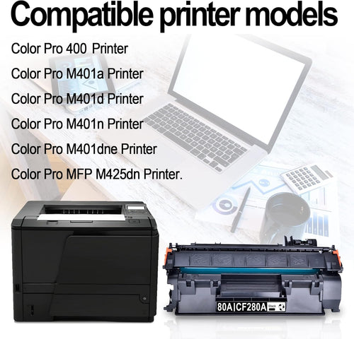 (5 Pack, Black) Compatible Toner Cartridge 80A N49474