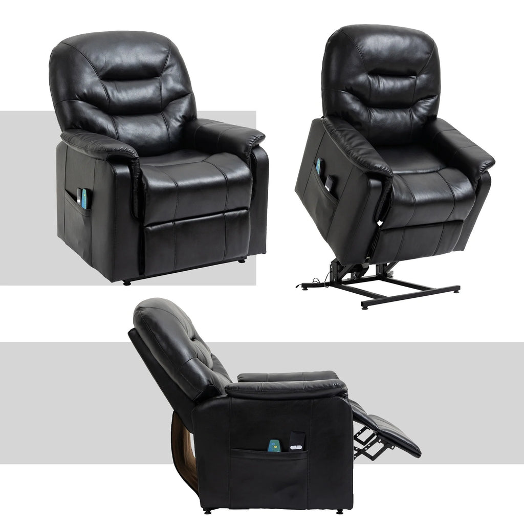 Black Faux Leather Power Lift Recliner Chair P154