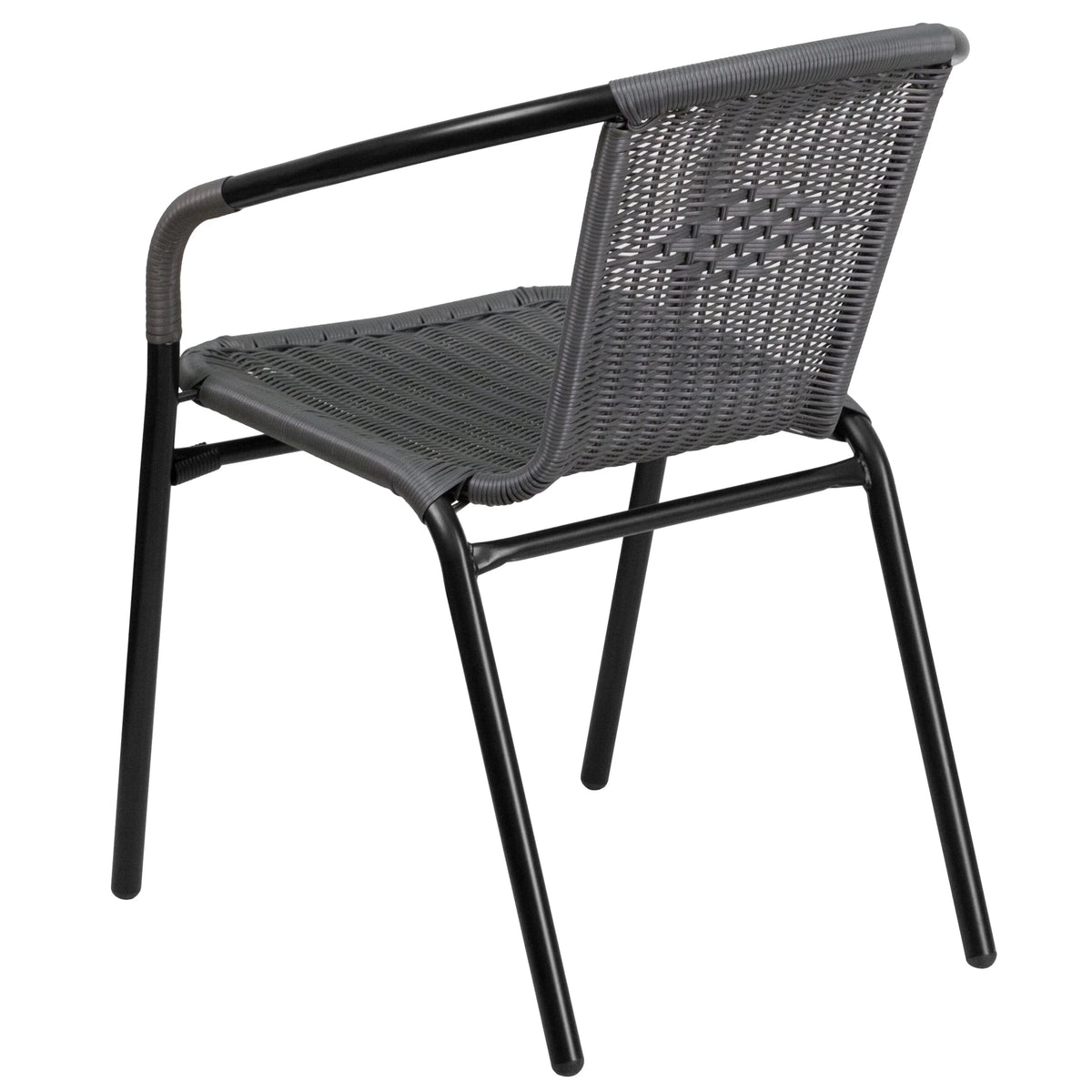 2 Pack Gray Rattan Stack Chair O75145