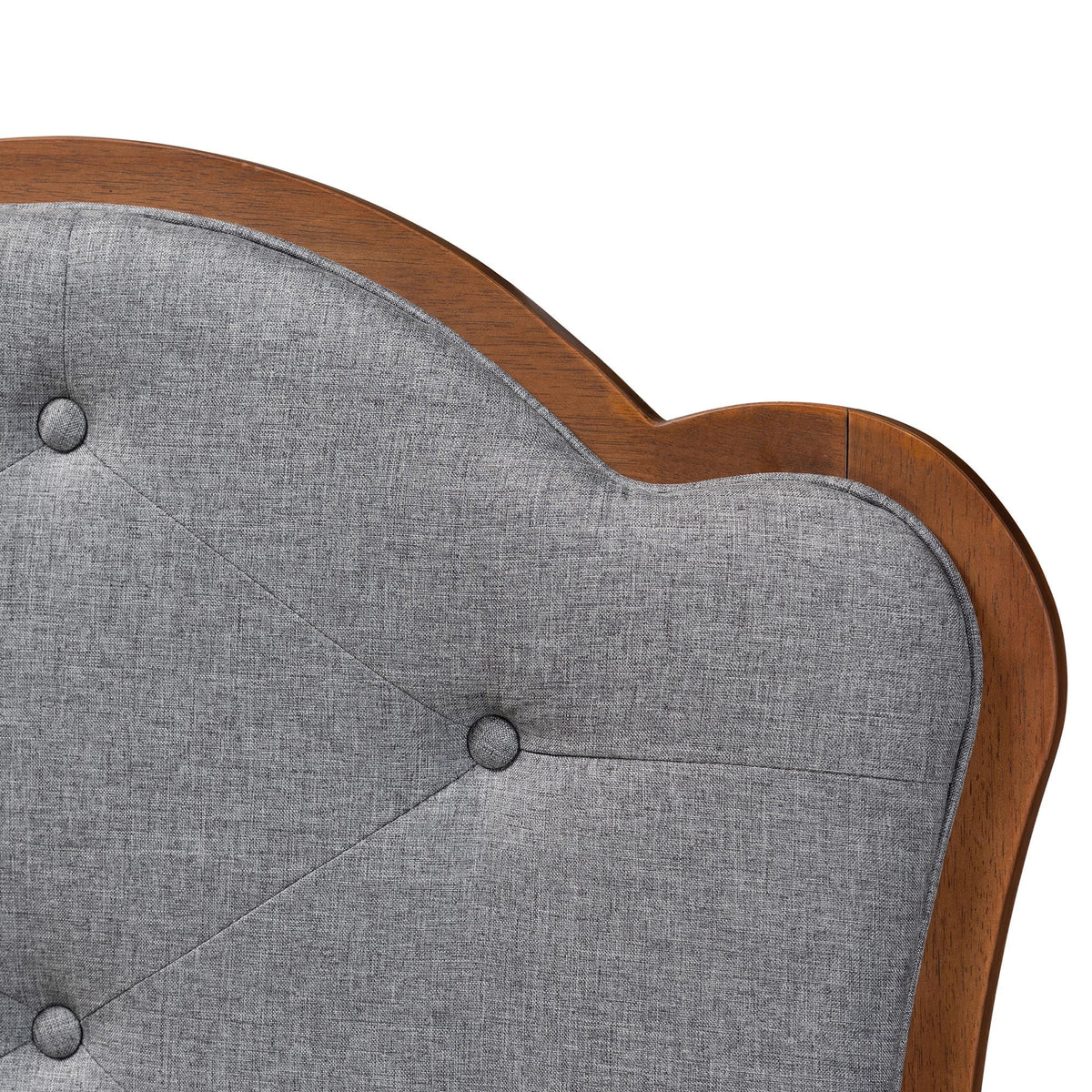 Grey Fabric and Walnut Brown Wood King Size Headboard N70012