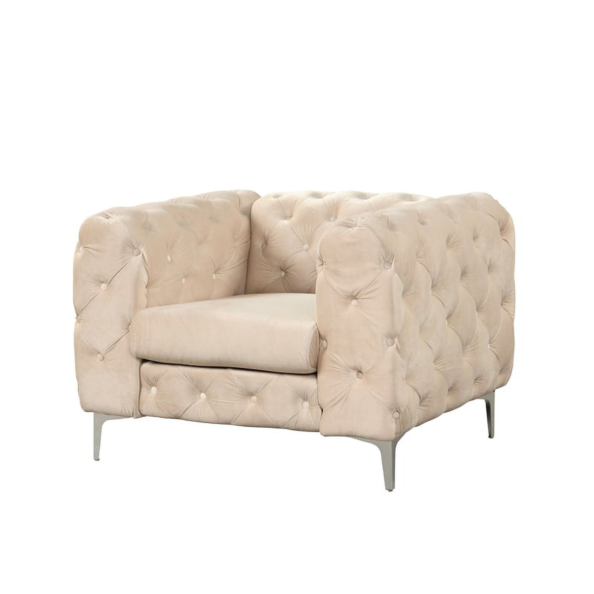 Beige Velvet Loveseat and Chairs Furniture Set D976