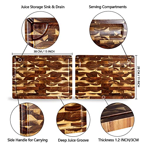 Acacia Wood Cutting Board 15"x11" 1.2" Thick D9209
