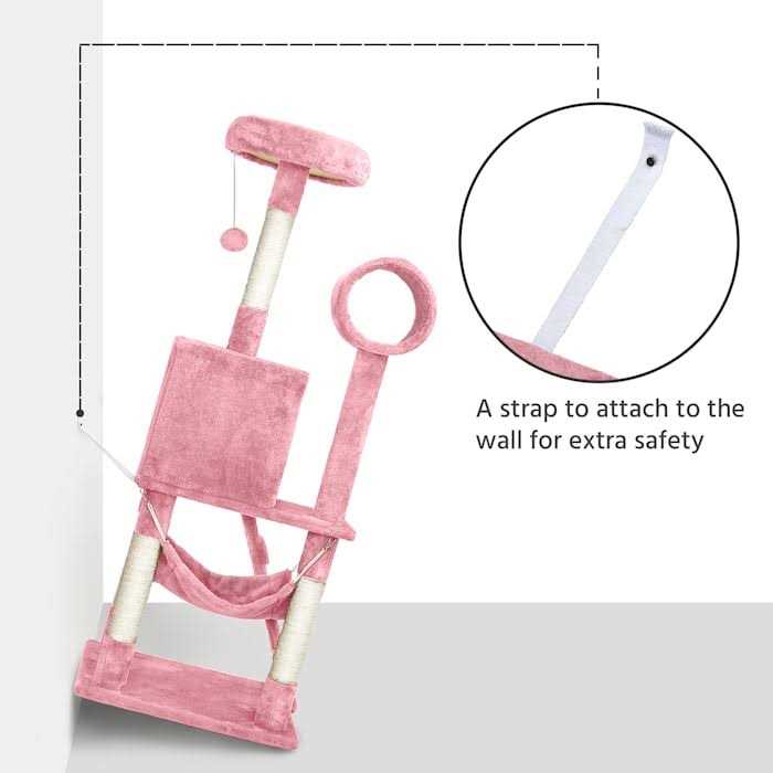 Plush Cat Tree Condo with Hammock Tunnel C649