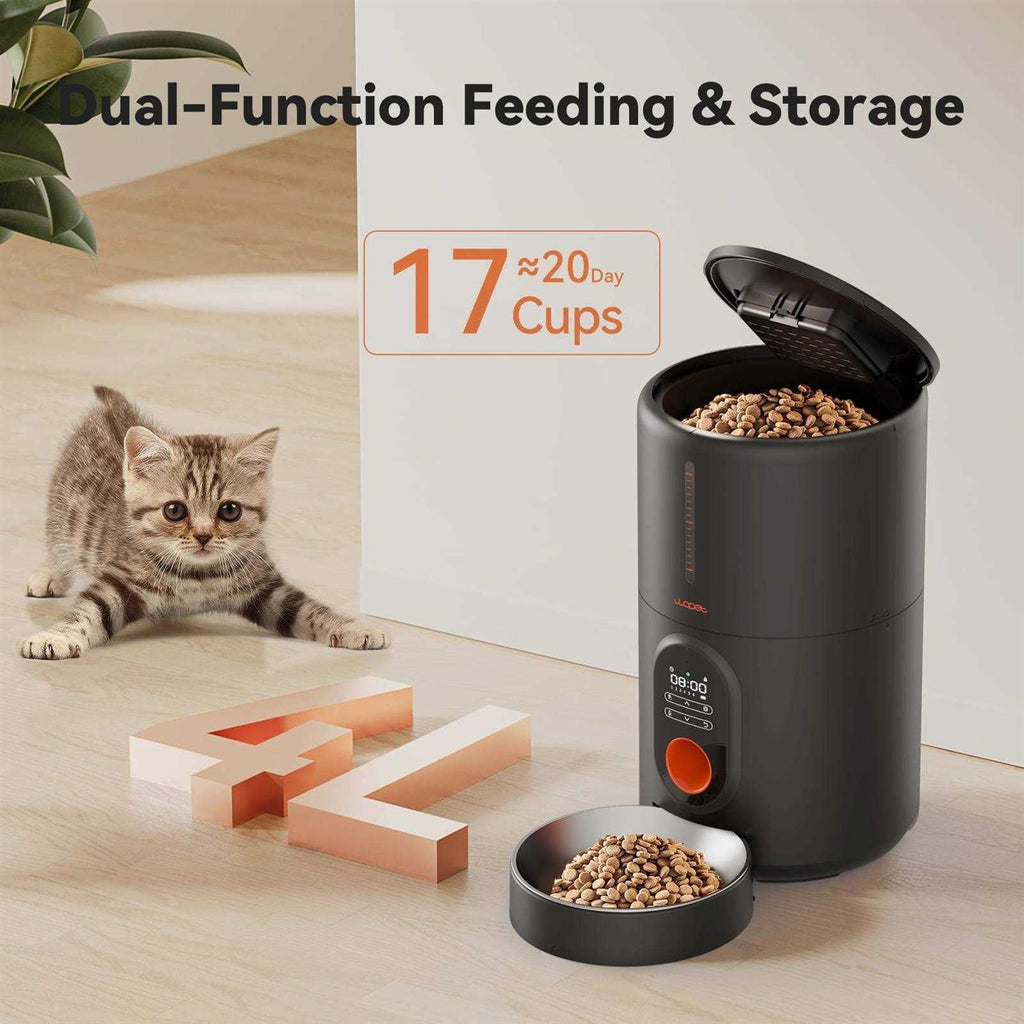 Automatic Dog Feeders Pet Feeder Cat Food Dispenser with Stainless Steel Bowl F80149