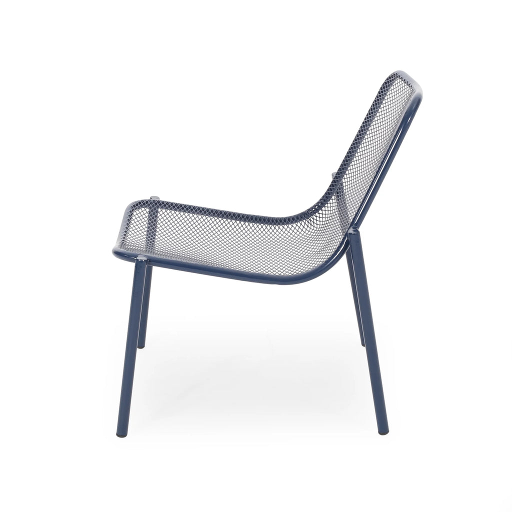 Matte Navy Blue Outdoor Dining Chair Set of 2 I349