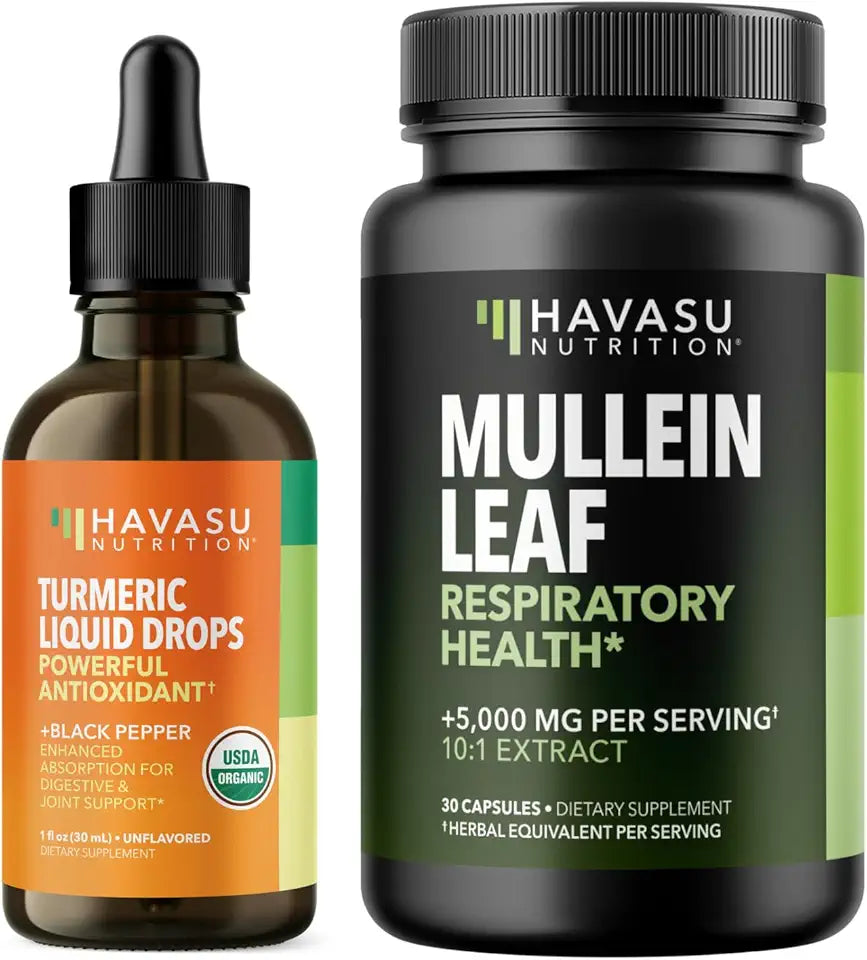 Organic Turmeric Liquid + Mullein Leaf Capsules Bundle H304571
