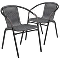 2 Pack Gray Rattan Stack Chair O75145