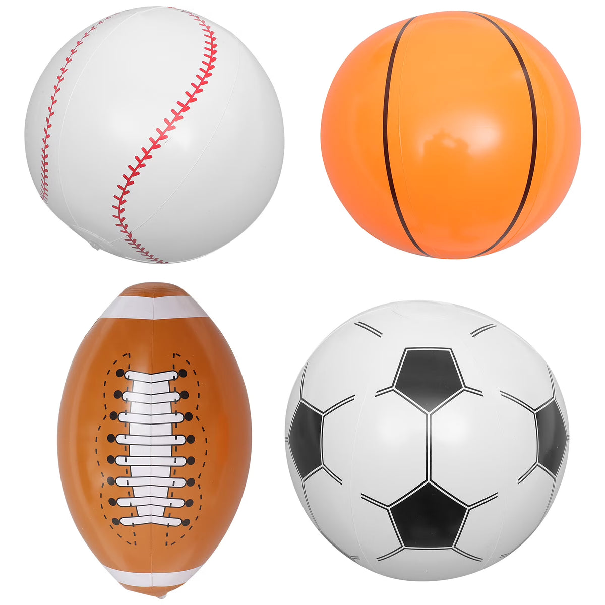 4pcs Inflatable Ball Beach Ball Soccer Basketball Baseball W53105
