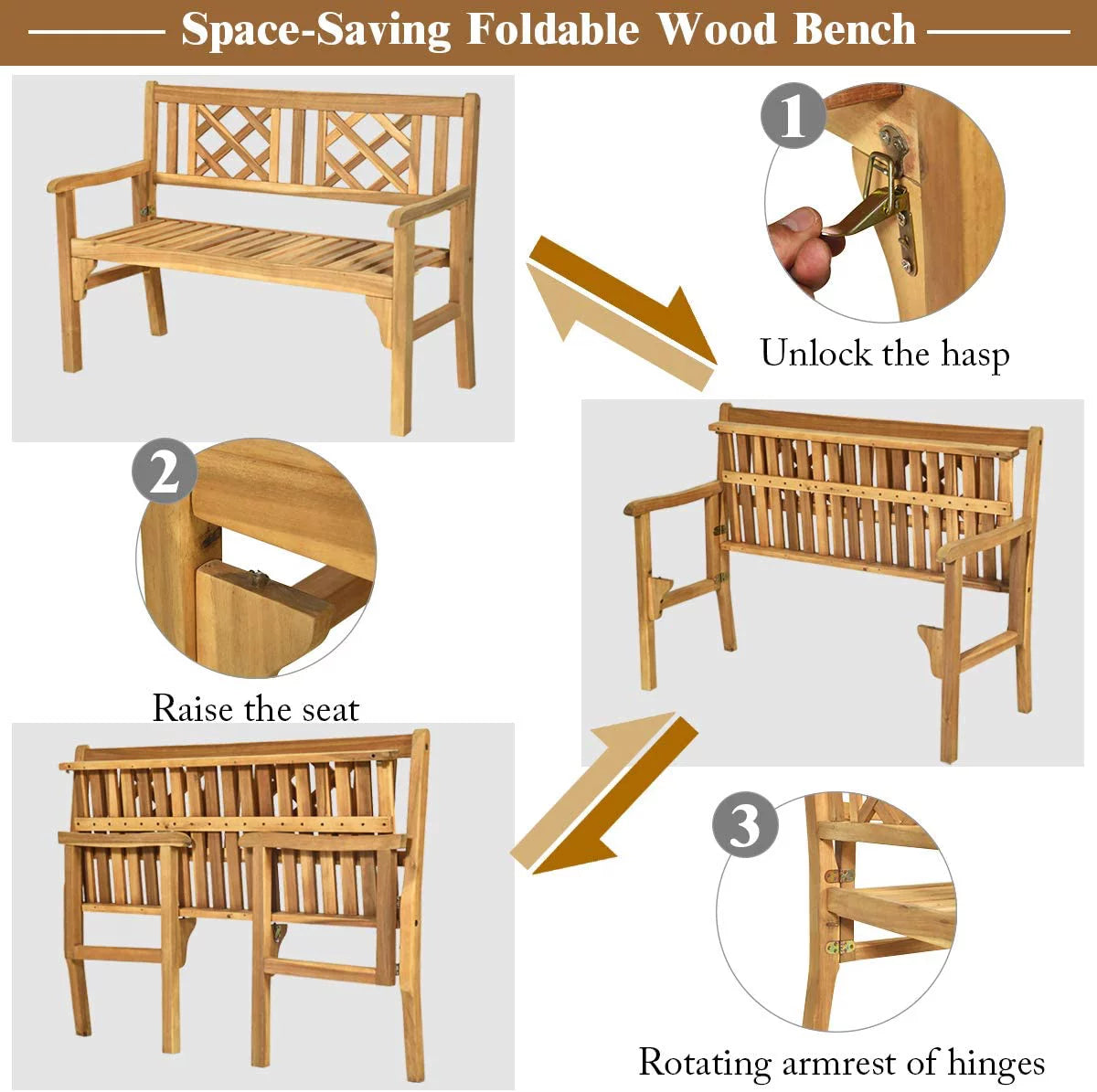 4 Ft Teak Acacia Wooden Patio Bench Z753