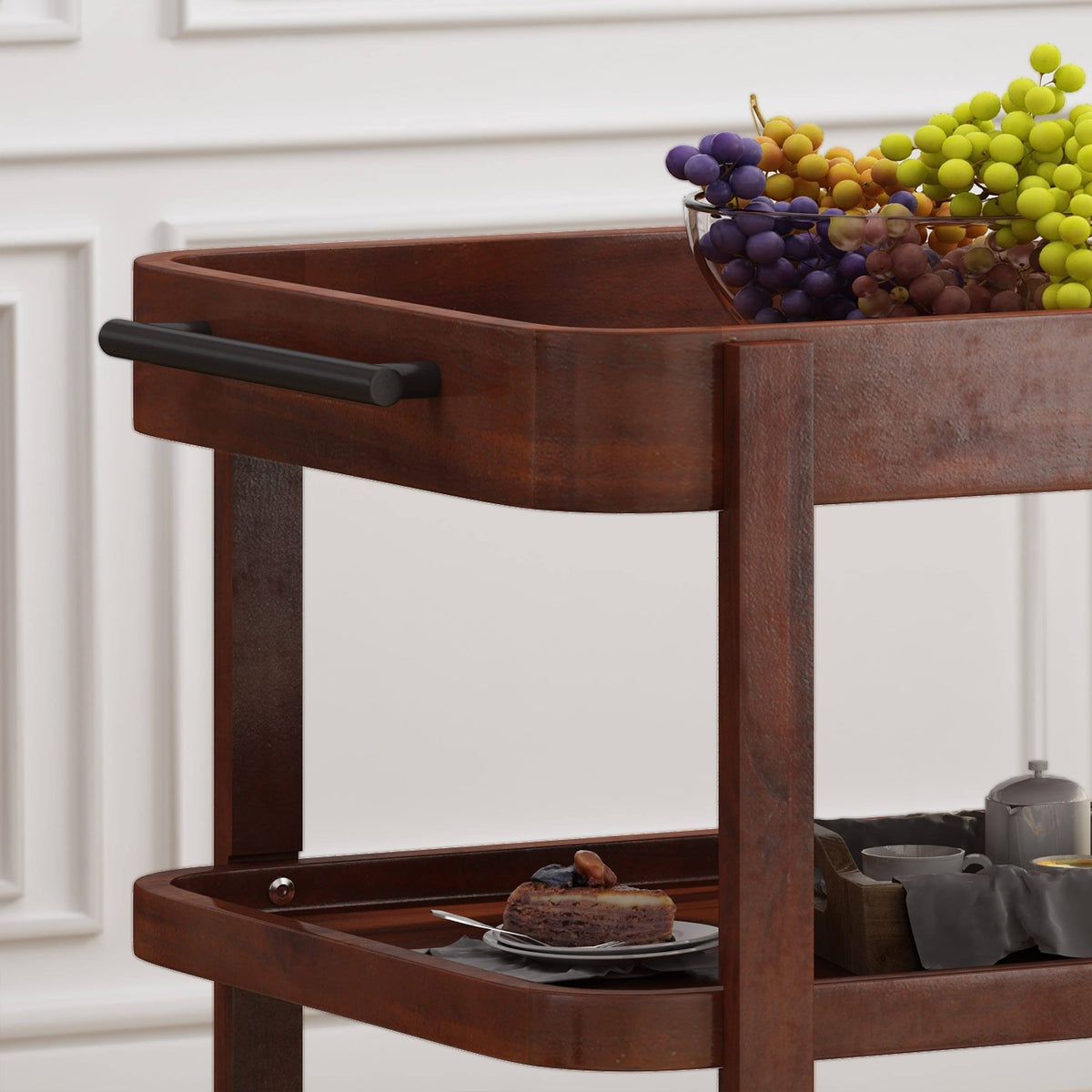 Brown and Mahogany Bar Cart P472