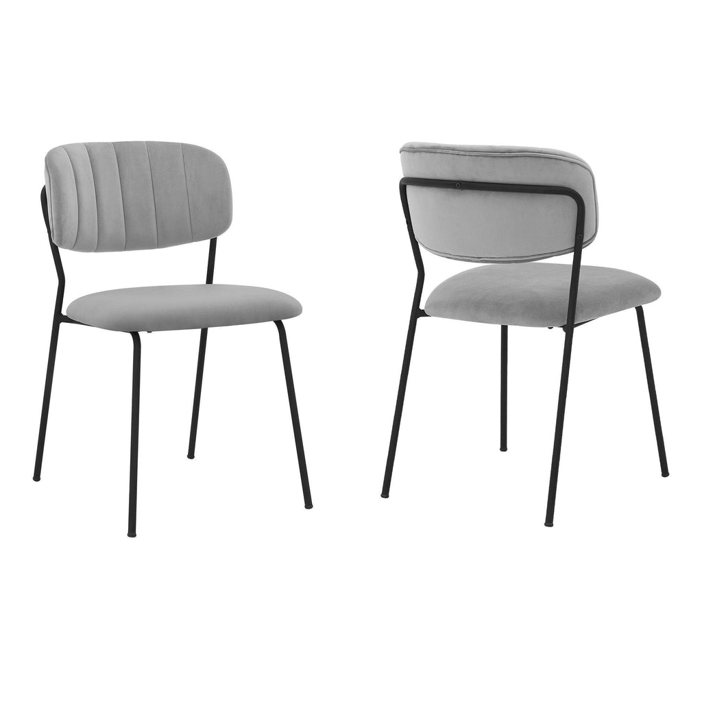 Grey Velvet and Metal Dining Room Chairs - Set of 2 X6381