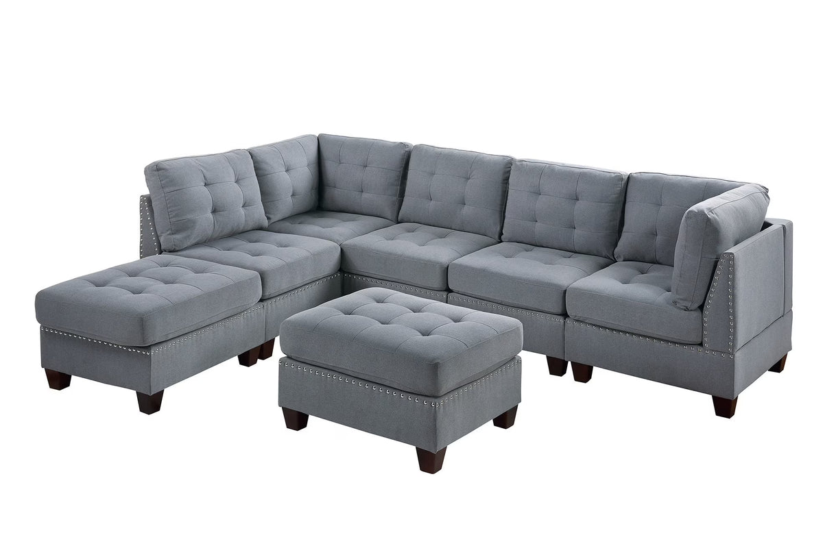 Gray Modular Sectional 7pc Set with Ottoman A152