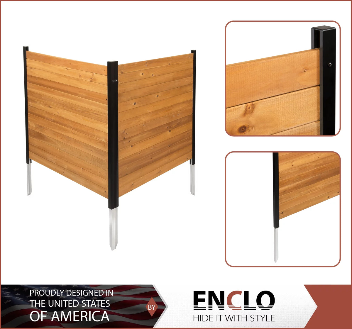 Outdoor Wood Privacy Screen Enclosure 42in H x 38in W 2 Panels G955999