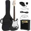 39in Full Size Beginner Electric Guitar Starter Kit with Case, Strap, 10W Amp, Tremolo Bar - Black X569