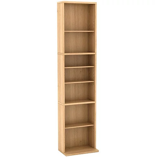 54"x13" Adjustable Wood 9-Shelf Media Storage Bookcase, Maple U1613