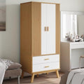 Solid Wood Wardrobe Armoire Closet with 2 Drawers, Gray and Brown 30.1"x20.9"x67.7" M9247