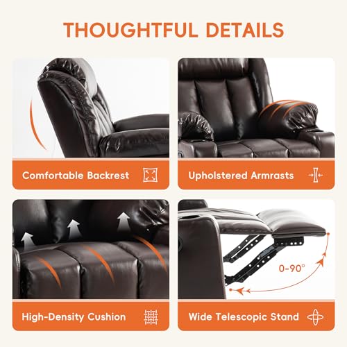 Overstuffed Manual Recliner Chair with Massage and Heat, Lime Gray B738
