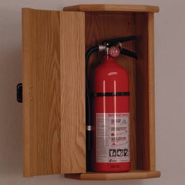 Light Oak Wooden Mallet Fire Extinguisher Cabinet J118517