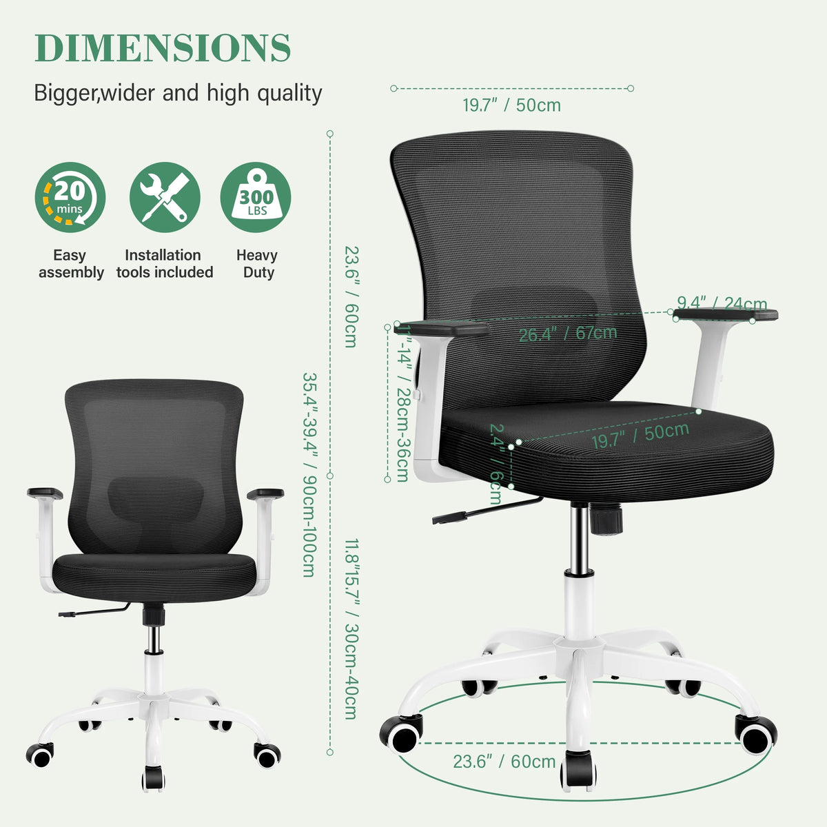 White Ergonomic Mesh Office Chair L336