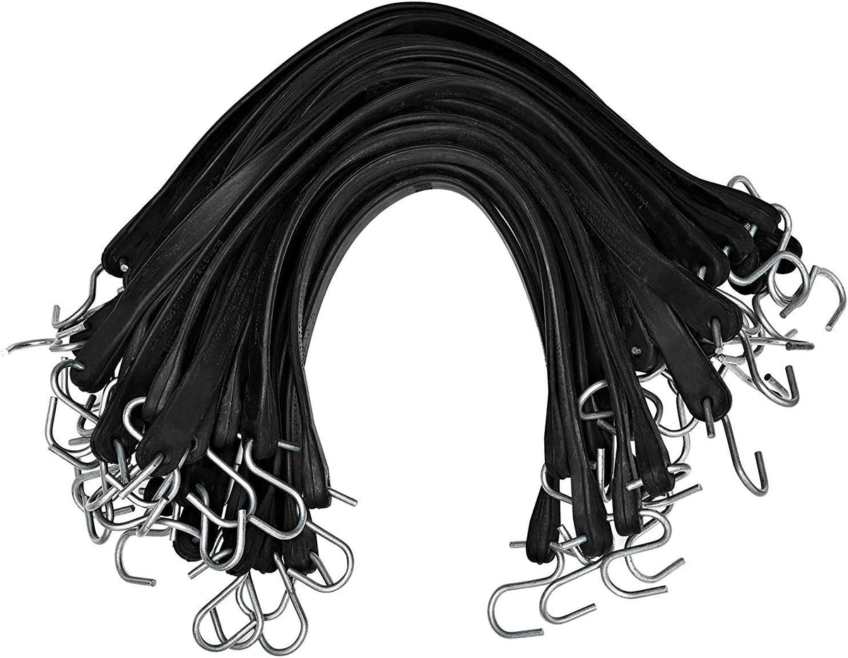 Natural Rubber Bungee Cords with Hooks 15" Pack of 50 V7234