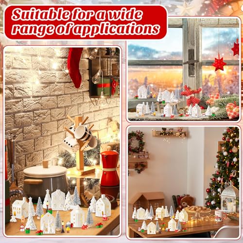 30 Pcs White Ceramic Christmas Village Set with LED Lighted Houses E622528