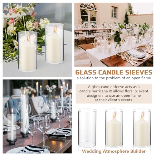 2.5 x 8 Inch Clear Glass Cylinder Candle Holder with Unscented Pillar Candles G7696