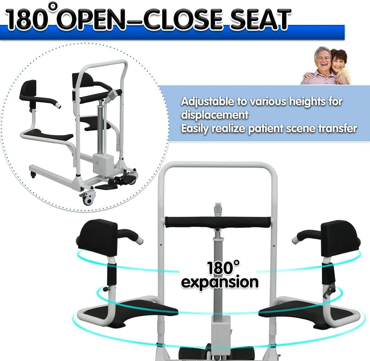 Electric Patient Lift Transfer Chair with 180° Split Seat and Bedpan B6759