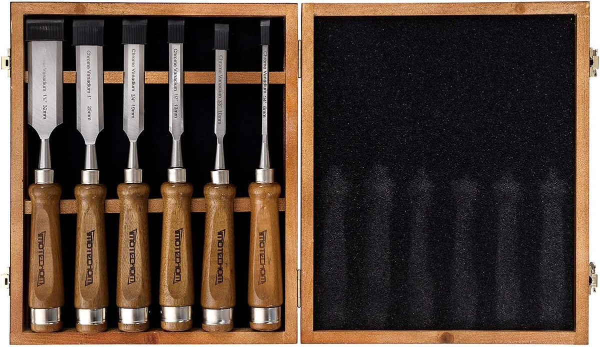 6-Pieces Woodworking Wood Chisel Set with Walnut Handle U929700