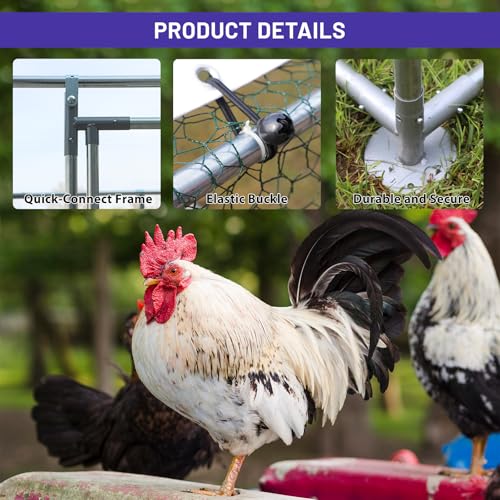 Large Metal Chicken Coop with Water-Resistant and Anti-UV Cover Walk-in Poultry Cage Z449