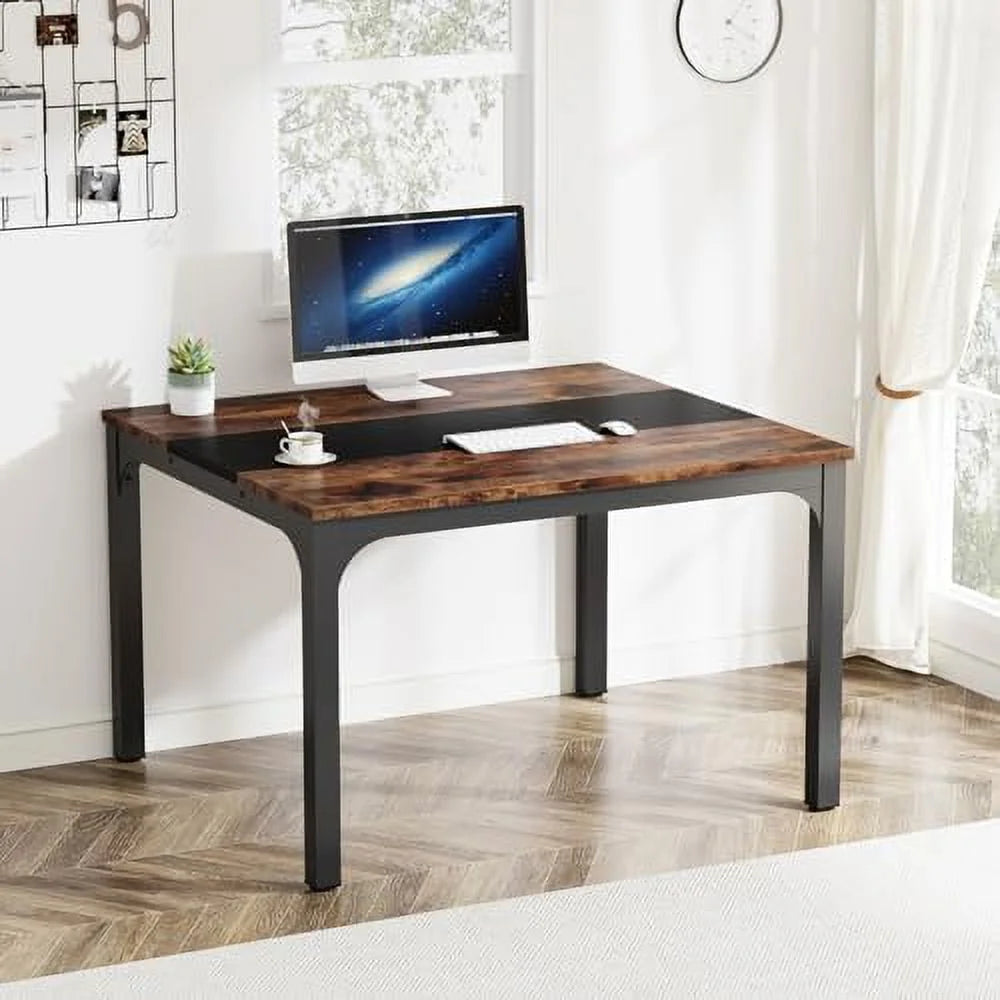 Computer Desk with Brown and Black Splice Board Q6395