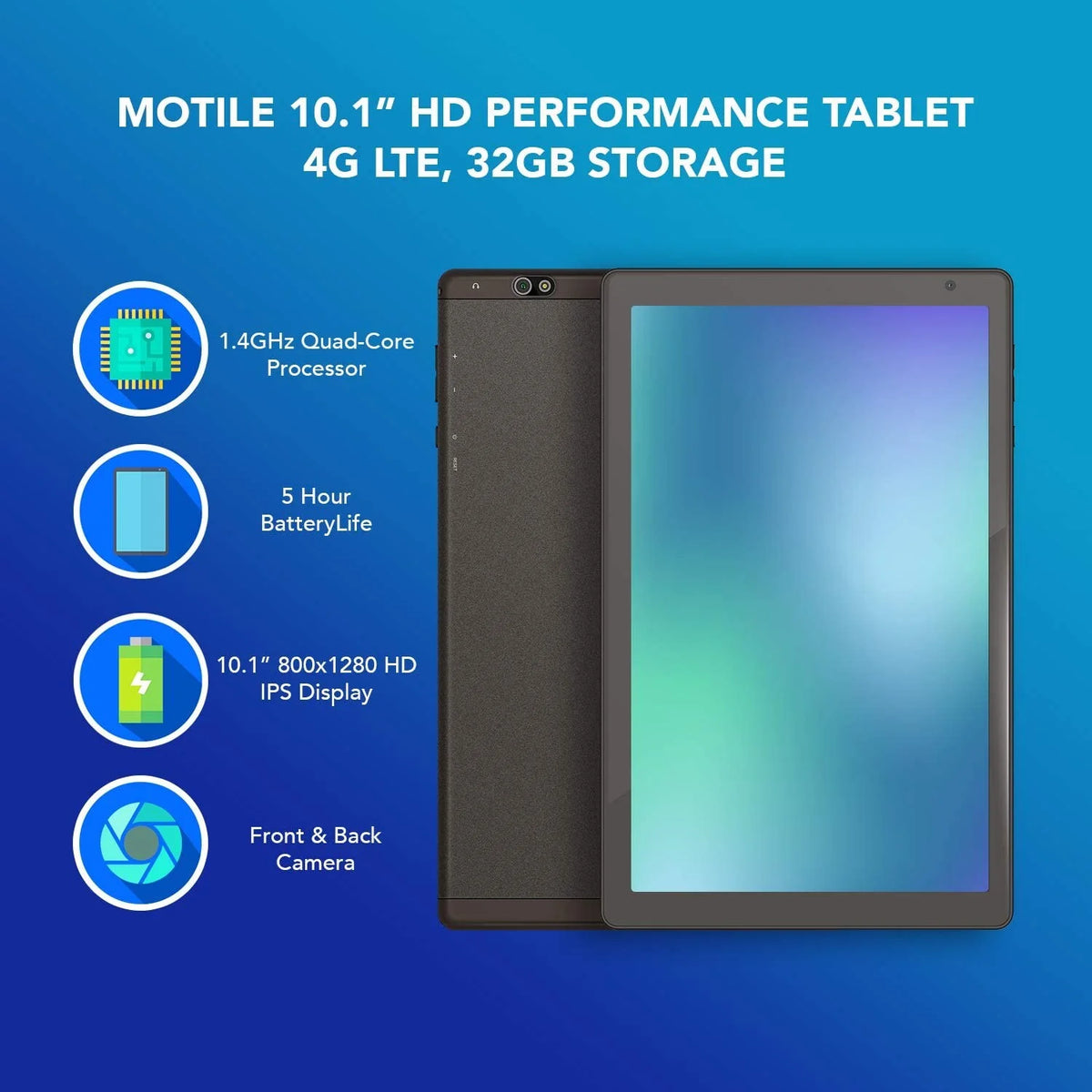 10.1” IPS Touch Screen Android Tablet, 32GB Storage (Dark Gray) K571271