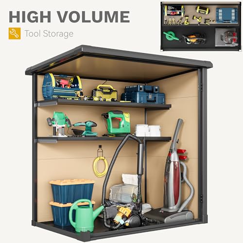 Vertical Resin Storage Shed with 2 Shelves P423845