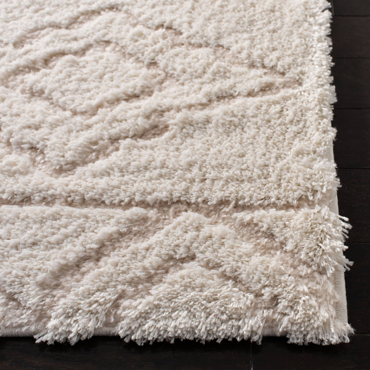 Ivory Grey Shag Round Rug C646