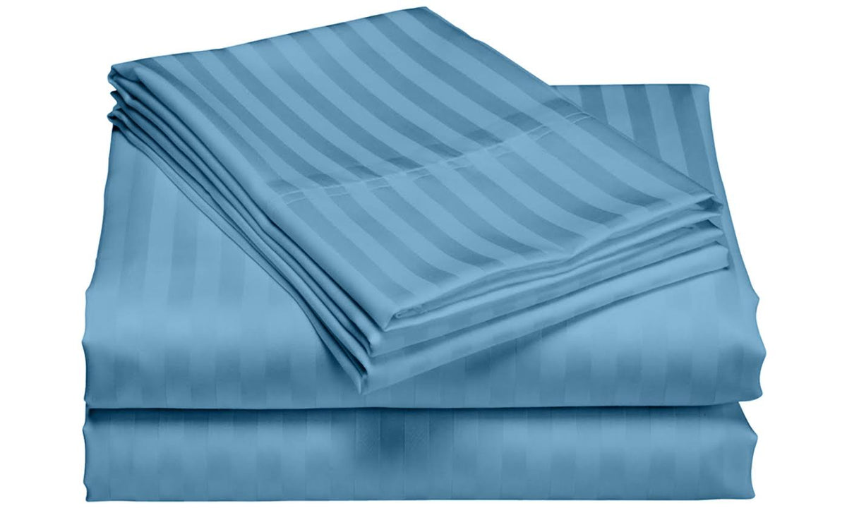 600 Thread Count Stripe Sheet Set (4-Piece) Teal California King Q9052