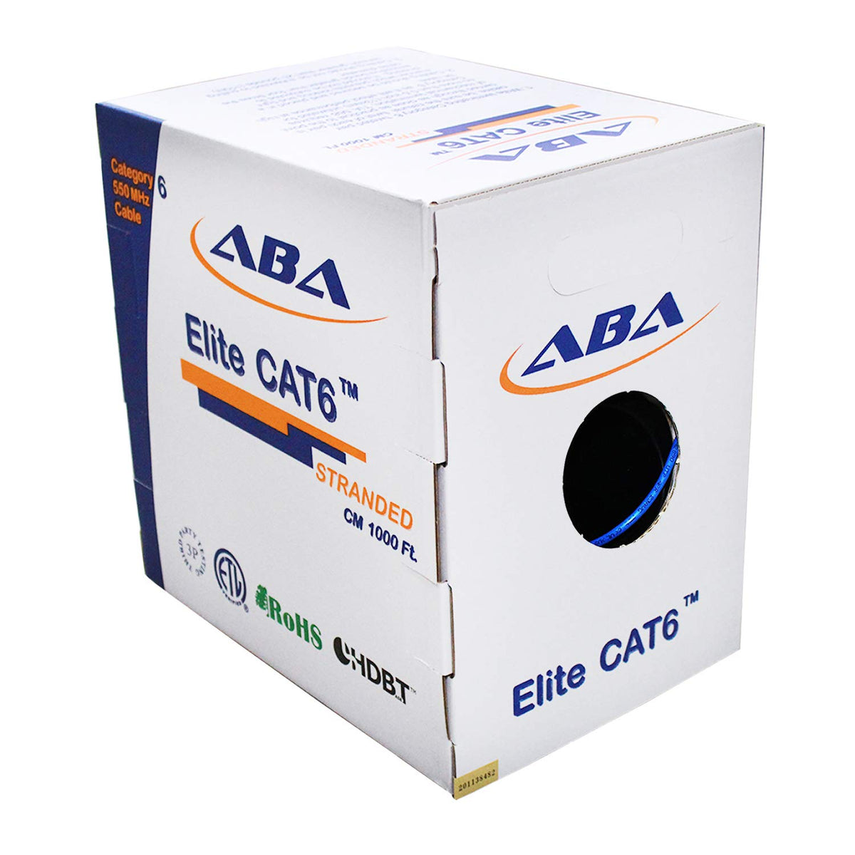 1000ft Cat6 Stranded UTP Cable, 24AWG, Blue I62655