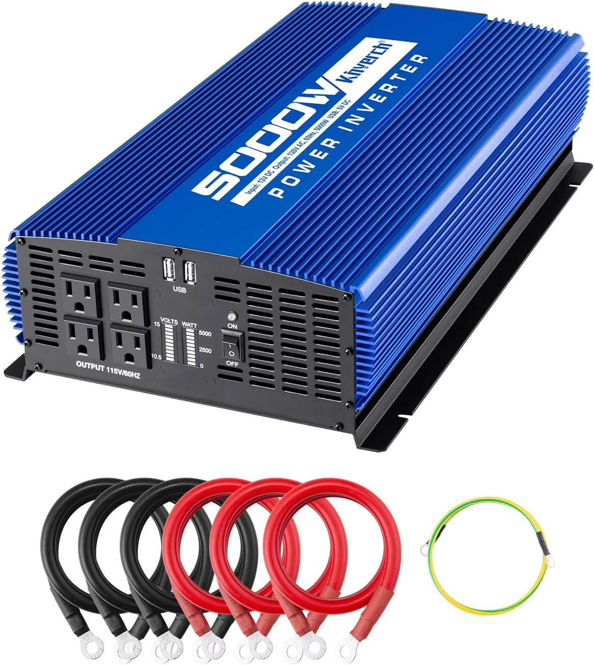 5000W Power Inverter 12V to 110V Car Inverter 4AC Outlets 2USB Ports W452