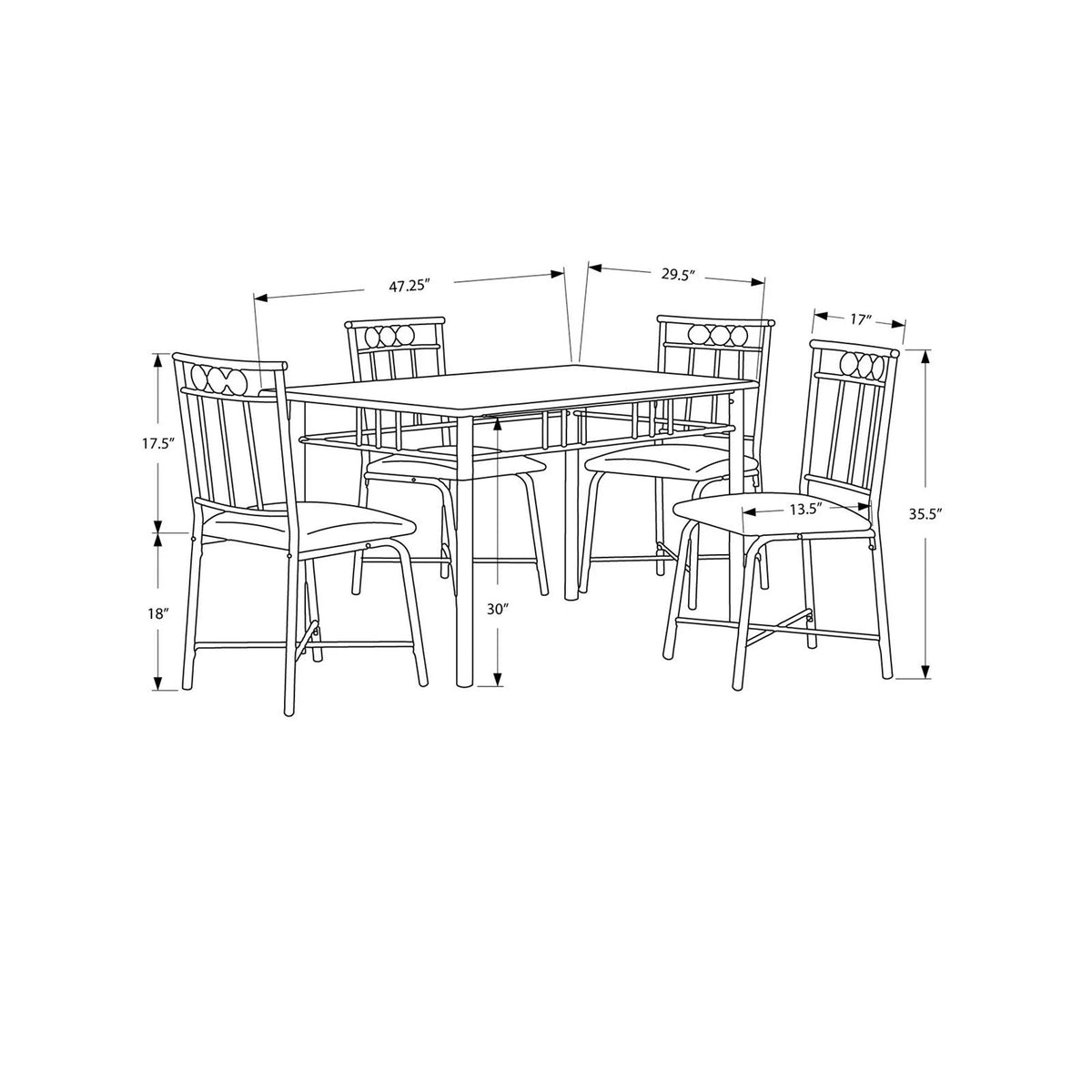 5-Pieces Cappuccino Marble Dining Set S3462
