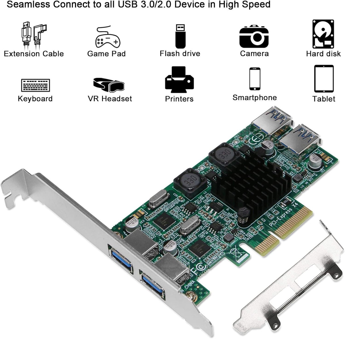 4 Port PCIe USB 3.0 Card Adapter, Pack of 2 P5745