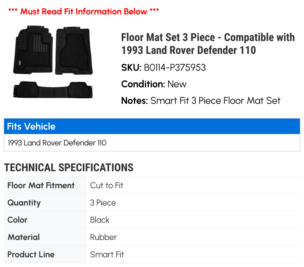 Floor Mat Set 3 Piece P893