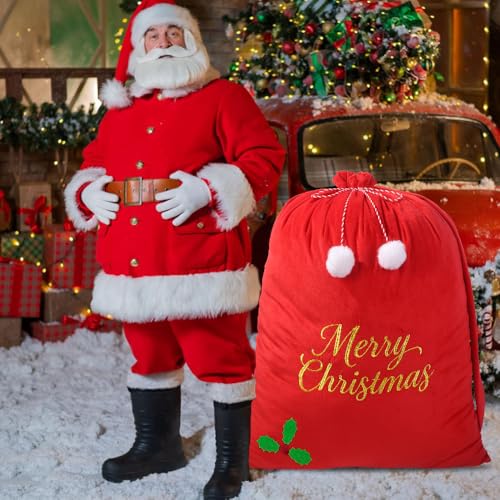Large Velvet Christmas Santa Bags with Drawstring H479