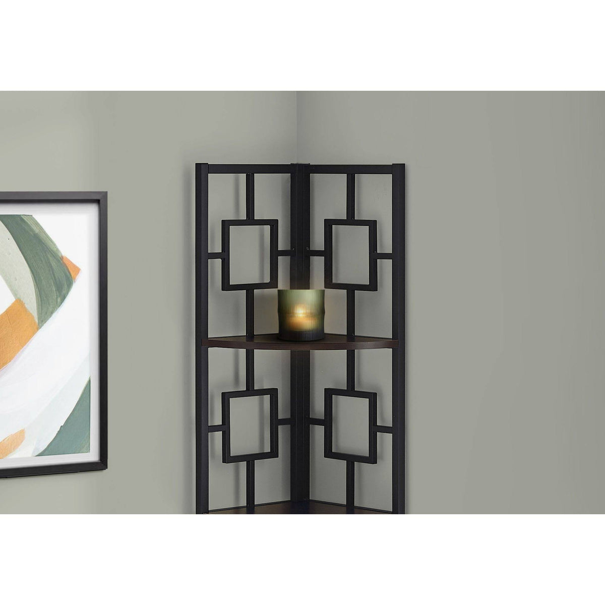 Espresso Black Metal Corner Bookcase B1019