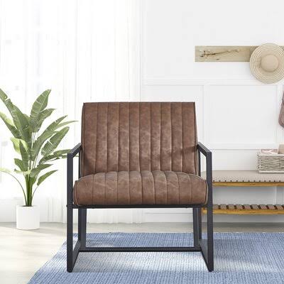 Brown Faux Leather Wide Armchair J537
