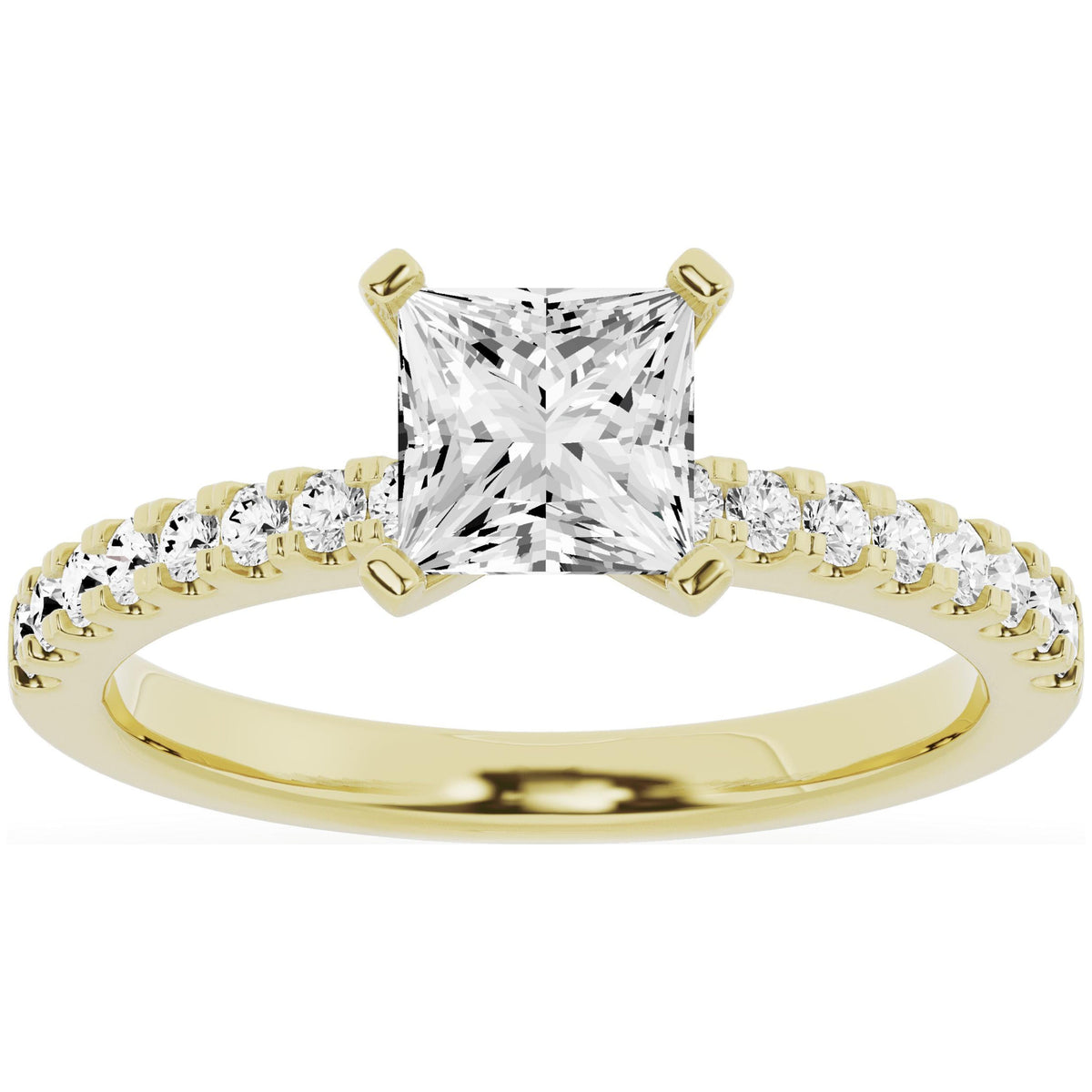 14K Yellow Gold Diamond Solitaire Princess Engagement Ring W21590