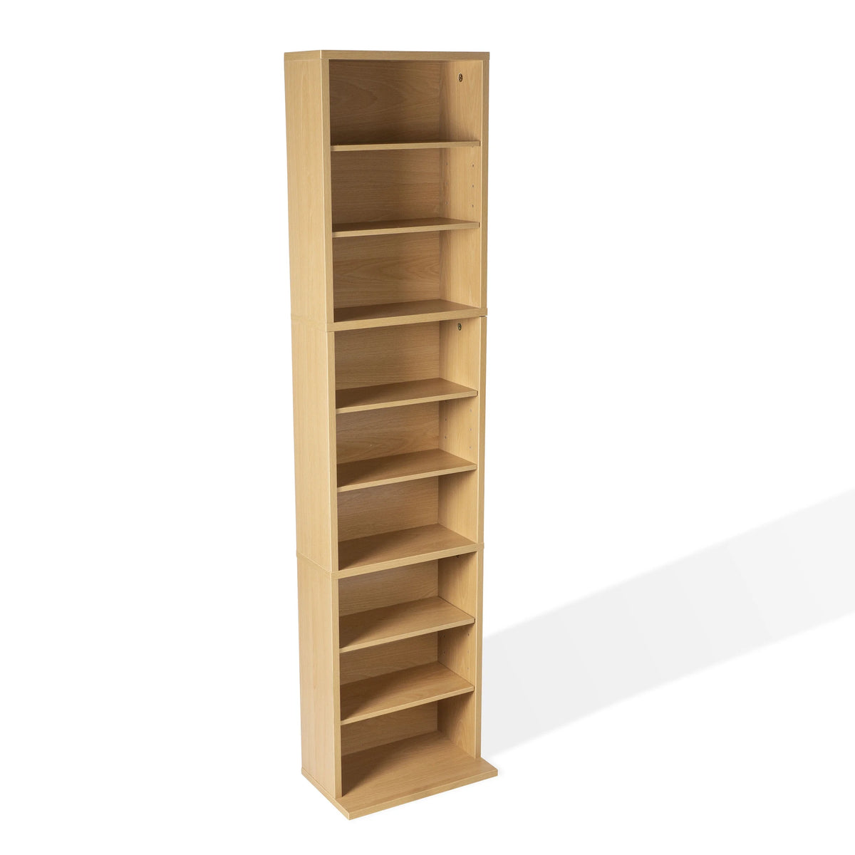 54"x13" Adjustable Wood 9-Shelf Media Storage Bookcase, Maple U1613