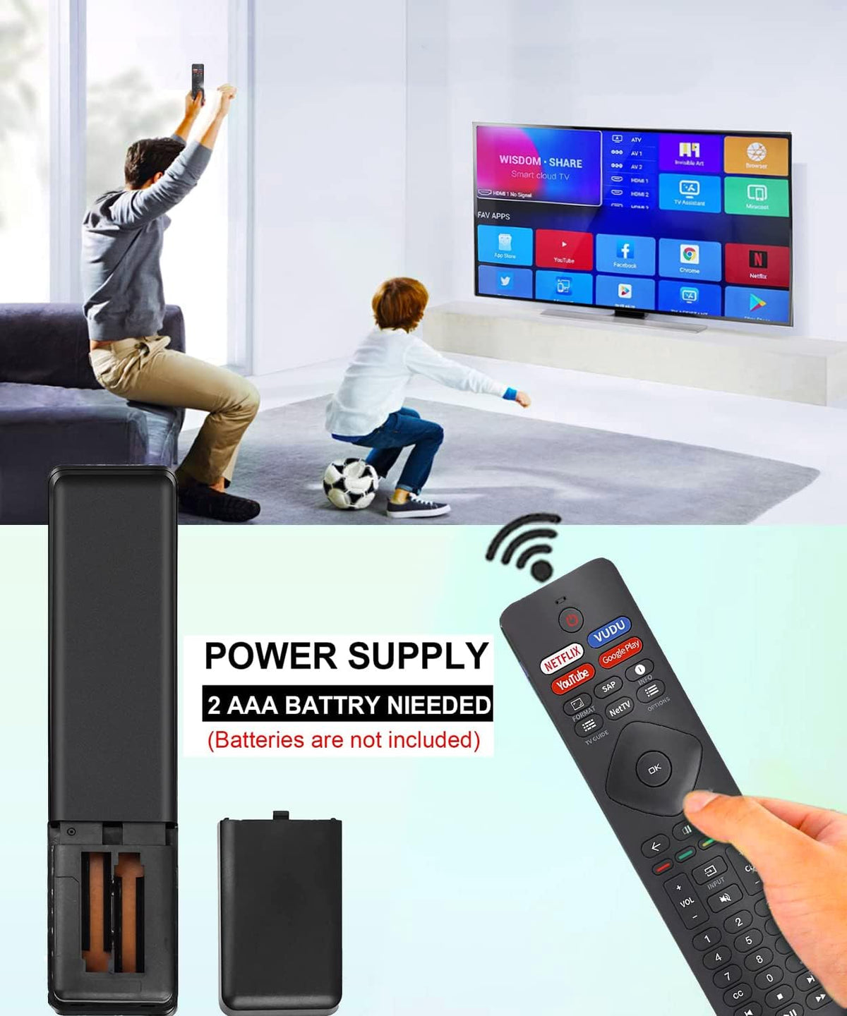 Universal Remote Replacement for Android Smart TV U622