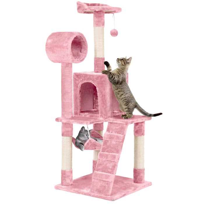 Plush Cat Tree Condo with Hammock Tunnel C649