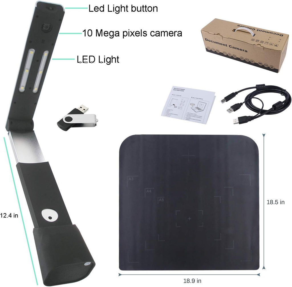 10MP CMOS Document Camera Scanner with LED Light and Microphone F6335