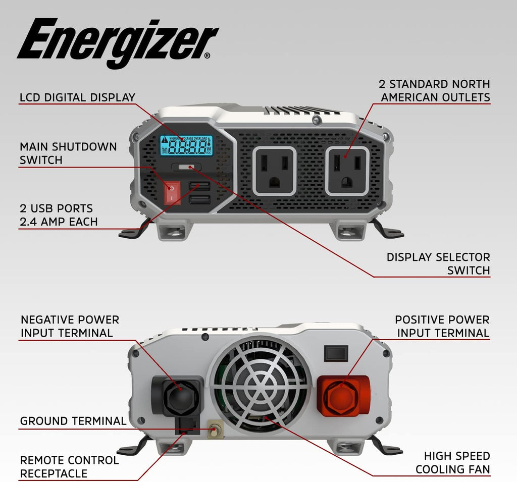 1500 Watts Power Inverter, 12v to 110v, Two AC Outlets, Two USB Ports X893