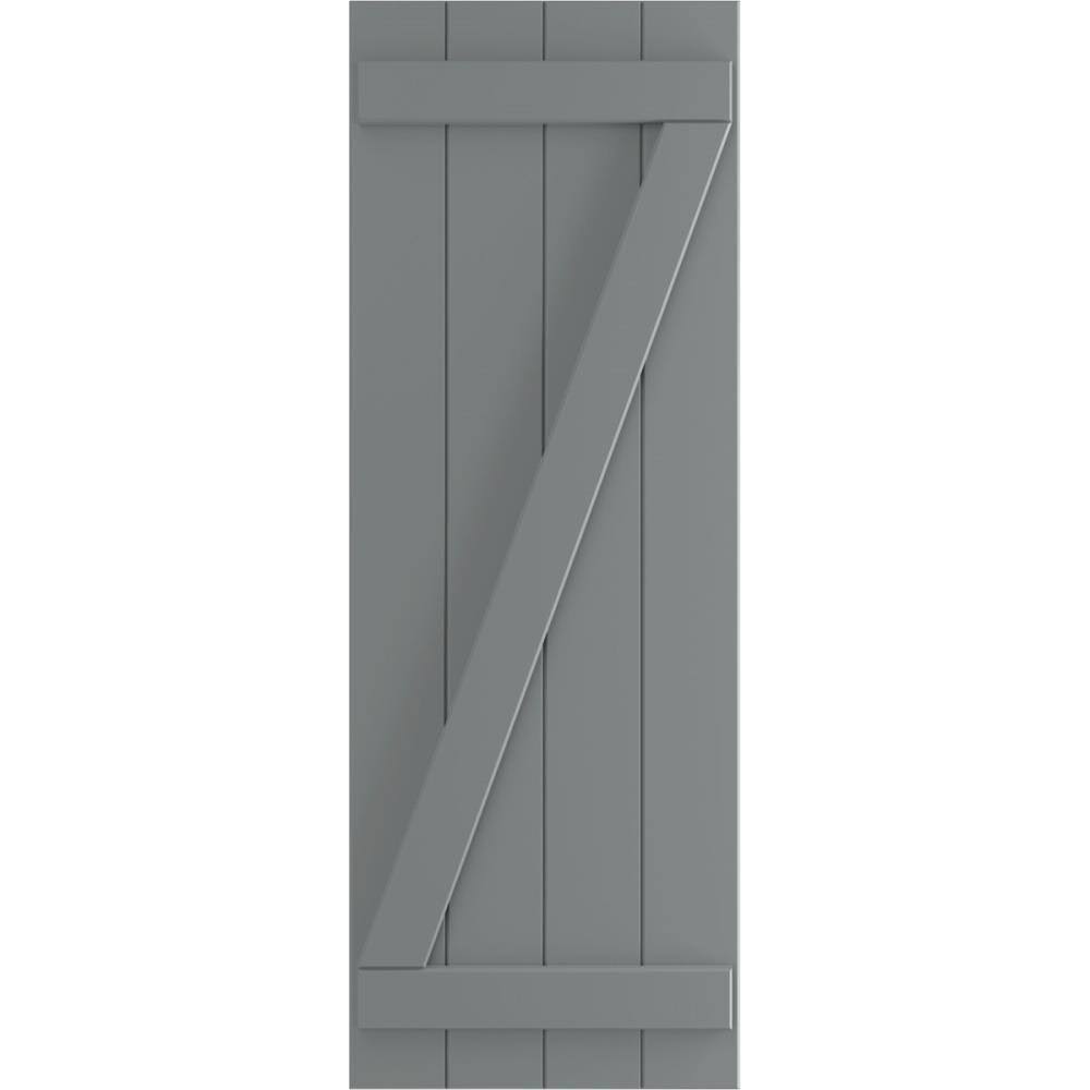 PVC Four Board Joined Board and Batten Shutters with Z-Bar, Ocean Swell, Per Pair F586321